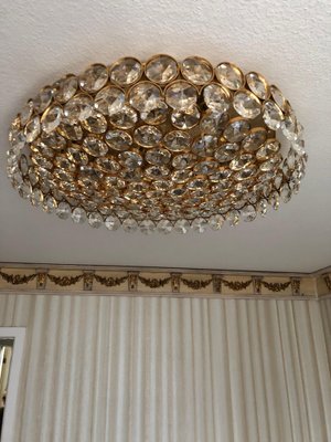 Vintage Ceiling Lamp in Brass T Crystal, 1990s-FLW-1402066