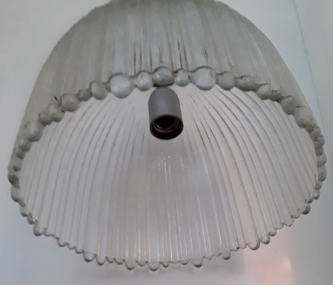 Vintage Ceiling Lamp with a Ridged Glass Shade & Nickel-Plated Ball from Peill and Putzler, 1970s-HOI-1031165