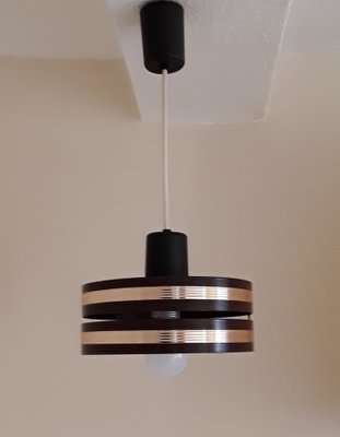 Vintage Ceiling Lamp with Brown-Painted Metal Screen, 1970s-HOI-1348331