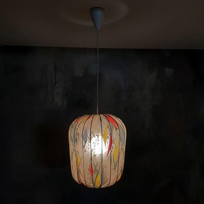 Vintage Ceiling Lamp with Fabric, 1950s-WK-715666