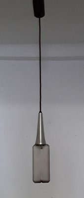 Vintage Ceiling Lamp with Frosted and Tinted Glass Shade with Aluminum Mount, 1970s-HOI-1028398