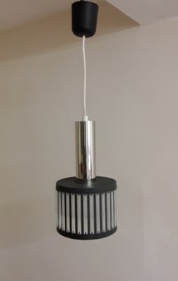 Vintage Ceiling Lamp with Gray Metal Frame and Embedded Clear Plastic Sticks, 1970s-HOI-1721038