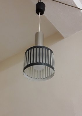 Vintage Ceiling Lamp with Gray Metal Frame and Embedded Clear Plastic Sticks, 1970s-HOI-1721038