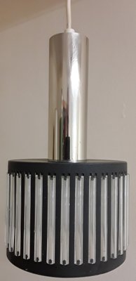 Vintage Ceiling Lamp with Gray Metal Frame and Embedded Clear Plastic Sticks, 1970s-HOI-1721038