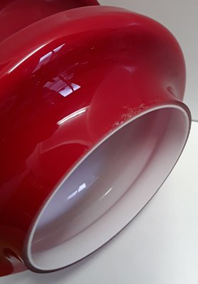 Vintage Ceiling Lamp with Red Segmented & Inside White Undertaking Glass Screen, 1970s-HOI-1145828