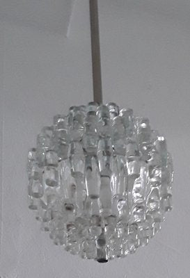 Vintage Ceiling Lamp with Silver Metal Mounting & Profiled Pressed Glass Shade, 1970s-HOI-1050308