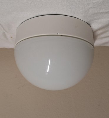 Vintage Ceiling Lamp with White Metal Base and Opaque White Glass Shade, 2000s-HOI-2028228