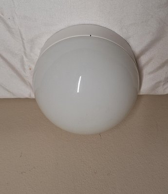 Vintage Ceiling Lamp with White Metal Base and Opaque White Glass Shade, 2000s-HOI-2028228