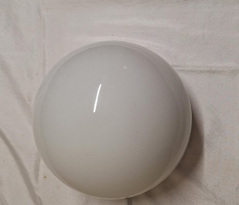 Vintage Ceiling Lamp with White Metal Base and Opaque White Glass Shade, 2000s-HOI-2028228