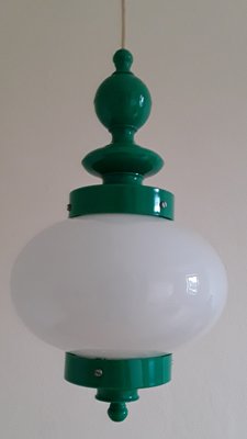 Vintage Ceiling Lamp with White Opaque Glass Shad, 1970s-HOI-1347693