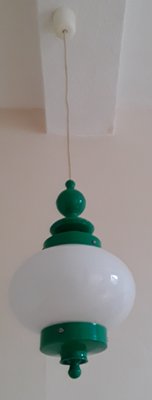 Vintage Ceiling Lamp with White Opaque Glass Shad, 1970s-HOI-1347693