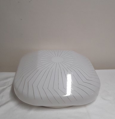 Vintage Ceiling Lamp with White Plastic Mounting and Plastic Screen, 1980s-HOI-1805307