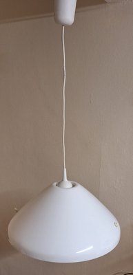 Vintage Ceiling Lamp with White Plastic Shade, 1970s-HOI-2021817