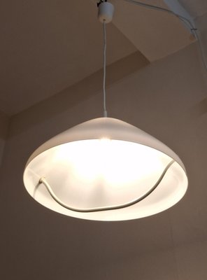 Vintage Ceiling Lamp with White Plastic Shade, 1970s-HOI-2021817