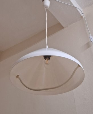 Vintage Ceiling Lamp with White Plastic Shade, 1970s-HOI-2021817