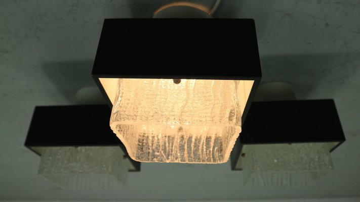 Vintage Ceiling Lamps Iced Glass and Metal from Philips, 1960s, Set of 3-DT-2026124