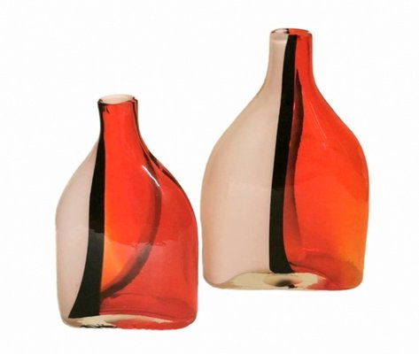 Vintage Cenedese Style Submerged Murano Glass Vases, 1960s, Set of 2-QRS-1436291