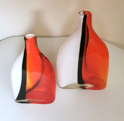 Vintage Cenedese Style Submerged Murano Glass Vases, 1960s, Set of 2-QRS-1436291