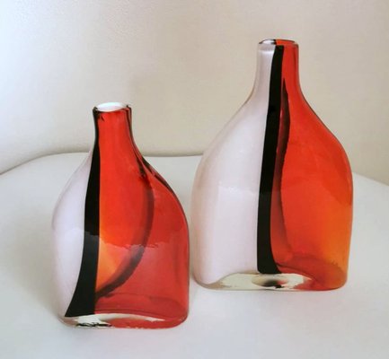 Vintage Cenedese Style Submerged Murano Glass Vases, 1960s, Set of 2-QRS-1436291