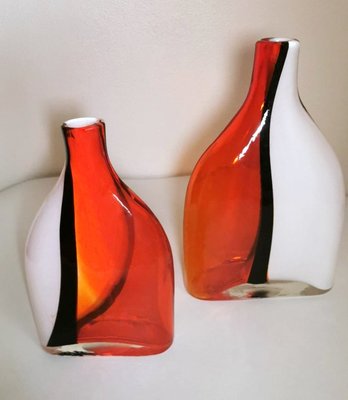 Vintage Cenedese Style Submerged Murano Glass Vases, 1960s, Set of 2-QRS-1436291