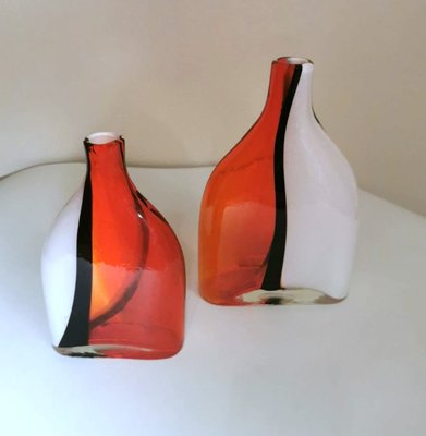 Vintage Cenedese Style Submerged Murano Glass Vases, 1960s, Set of 2-QRS-1436291