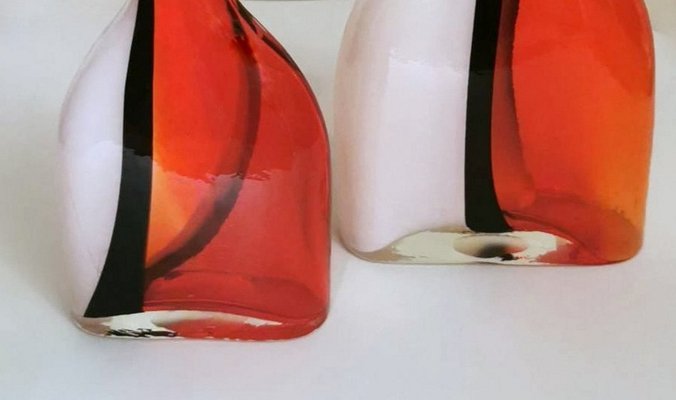 Vintage Cenedese Style Submerged Murano Glass Vases, 1960s, Set of 2-QRS-1436291