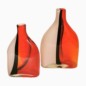 Vintage Cenedese Style Submerged Murano Glass Vases, 1960s, Set of 2-QRS-1436291