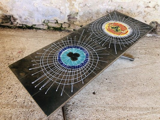 Vintage Ceramic and Chrome Coffee Table, 1970s-OJT-891271