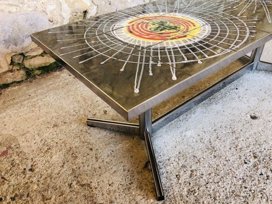 Vintage Ceramic and Chrome Coffee Table, 1970s-OJT-891271