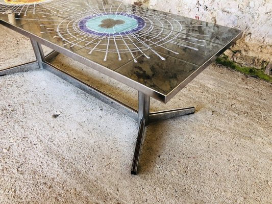 Vintage Ceramic and Chrome Coffee Table, 1970s-OJT-891271