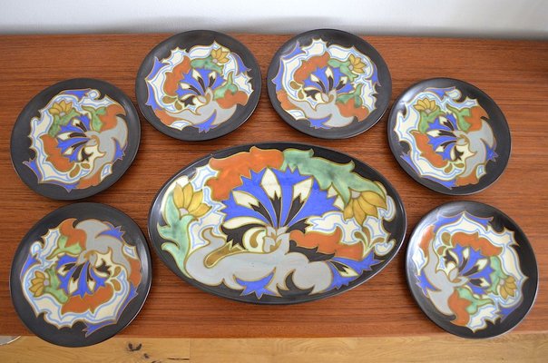 Vintage Ceramic Bowls from Gouda, Set of 7-OV-828008