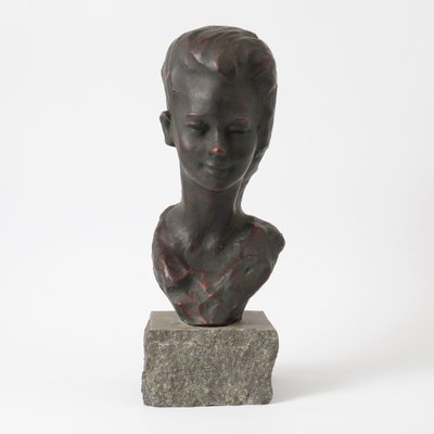 Vintage Ceramic Bust of a Girl by Ernest Patris, 1960s-IXK-958165