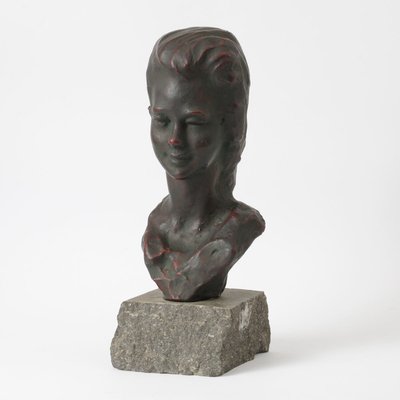 Vintage Ceramic Bust of a Girl by Ernest Patris, 1960s-IXK-958165