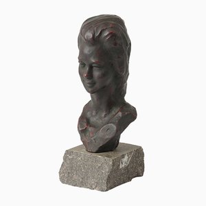 Vintage Ceramic Bust of a Girl by Ernest Patris, 1960s-IXK-958165