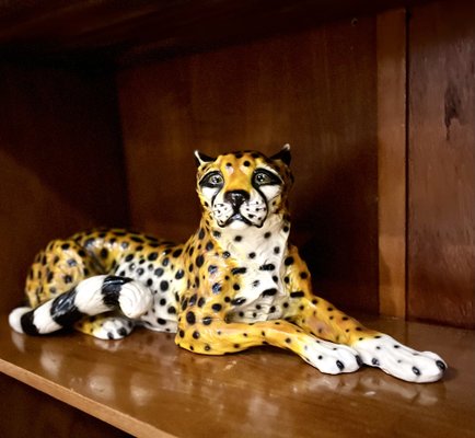 Vintage Ceramic Cheetah Figure by Barotti, Italy, 1960s-HDF-1777141