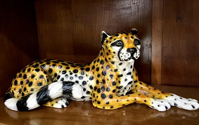 Vintage Ceramic Cheetah Figure by Barotti, Italy, 1960s-HDF-1777141