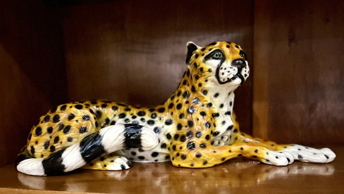 Vintage Ceramic Cheetah Figure by Barotti, Italy, 1960s-HDF-1777141