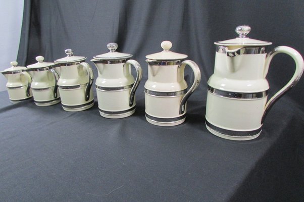 Vintage Ceramic Covered Pots and Pitchers, 1930s, Set of 6-RDN-1320825