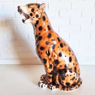 Vintage Ceramic Leopard Statue, 1970s-WK-2033229