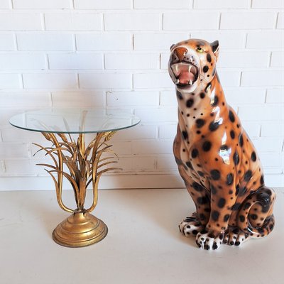 Vintage Ceramic Leopard Statue, 1970s-WK-2033229