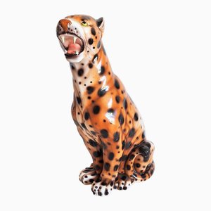 Vintage Ceramic Leopard Statue, 1970s-WK-2033229