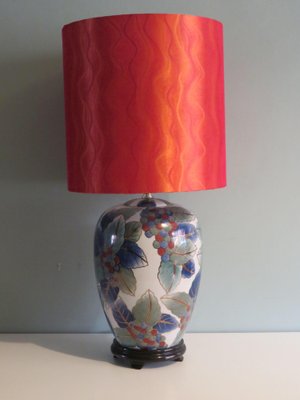 Vintage Ceramic Table Lamp with Tangerine Lampshade, 1960s-UKG-1807756