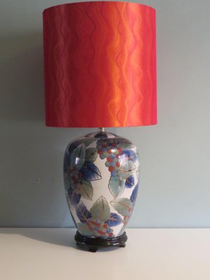 Vintage Ceramic Table Lamp with Tangerine Lampshade, 1960s-UKG-1807756