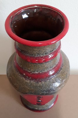 Vintage Ceramic Vase with Glaze in Red Brown and Black, 1970s-HOI-1389597