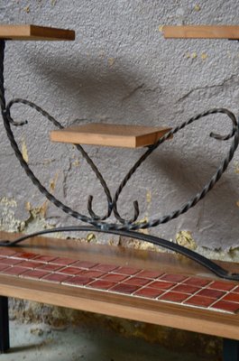 Vintage Ceramic & Wrought Iron Plant Holder-AIU-1328847