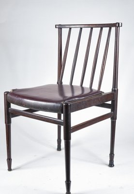 Vintage Chair in Dark Stained Wood and Leather, 1960s-RAQ-948190