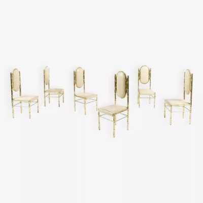 Vintage Chairs in Bamboo and Brass from Maison Bagués, 1970, Set of 6-BZK-2022784