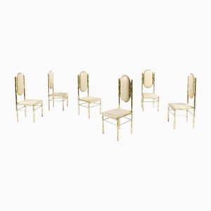 Vintage Chairs in Bamboo and Brass from Maison Bagués, 1970, Set of 6-BZK-2022784