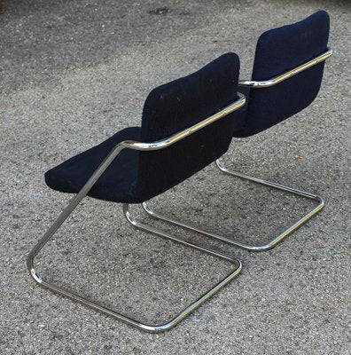 Vintage Chairs in Blue Velvet & Steel, Italy, 1960s, Set of 2-RAQ-1306915