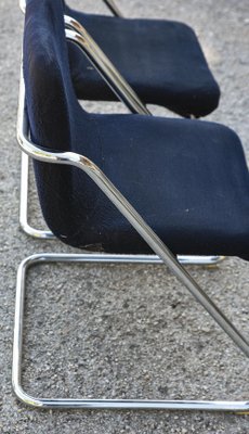 Vintage Chairs in Blue Velvet & Steel, Italy, 1960s, Set of 2-RAQ-1306915